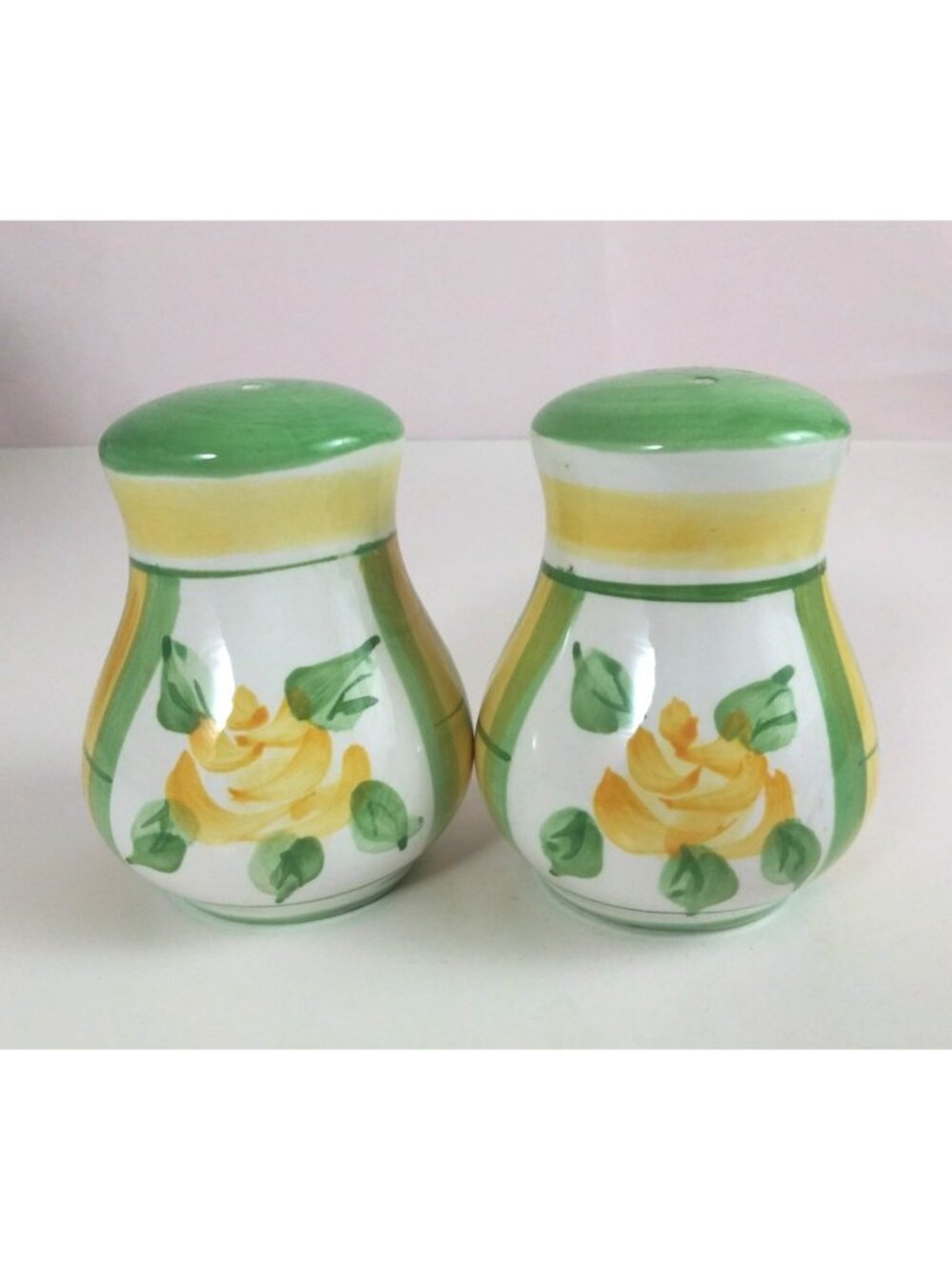 Vintage Royal Norfolk Green & Yellow Floral Salt & Pepper Shakers